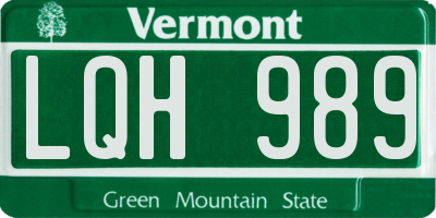 VT license plate LQH989