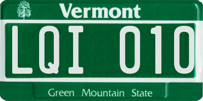 VT license plate LQI010