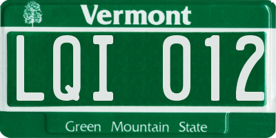 VT license plate LQI012