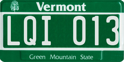 VT license plate LQI013