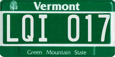 VT license plate LQI017
