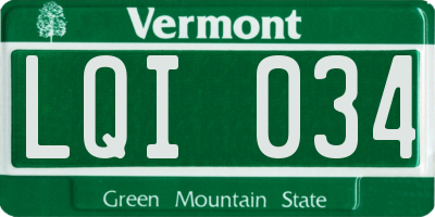 VT license plate LQI034