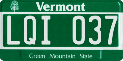 VT license plate LQI037