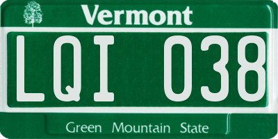 VT license plate LQI038