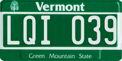 VT license plate LQI039