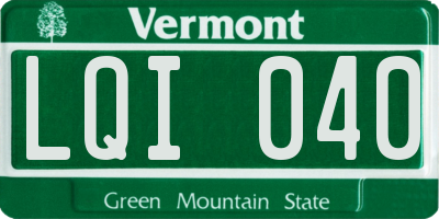 VT license plate LQI040