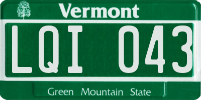 VT license plate LQI043