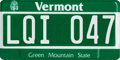 VT license plate LQI047