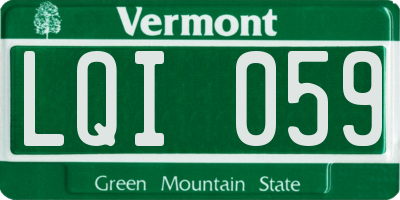 VT license plate LQI059