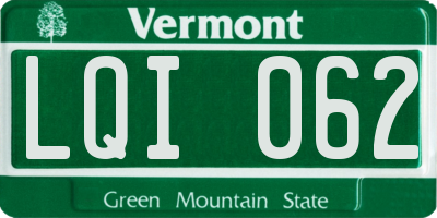 VT license plate LQI062