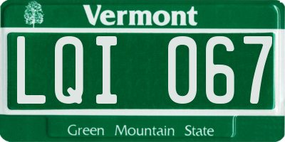 VT license plate LQI067