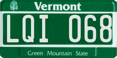 VT license plate LQI068