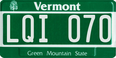 VT license plate LQI070
