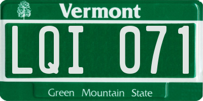 VT license plate LQI071
