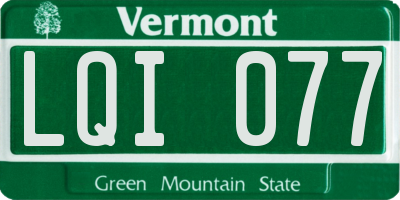 VT license plate LQI077