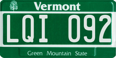 VT license plate LQI092