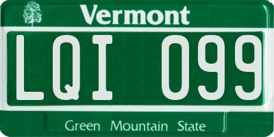 VT license plate LQI099