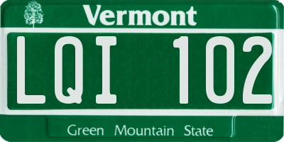 VT license plate LQI102