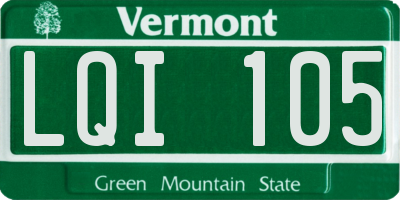 VT license plate LQI105