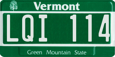 VT license plate LQI114