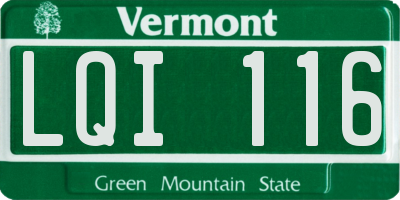 VT license plate LQI116