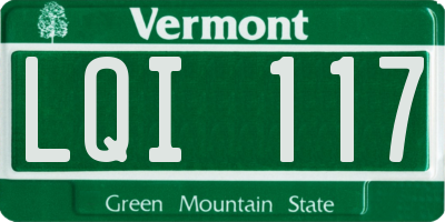 VT license plate LQI117