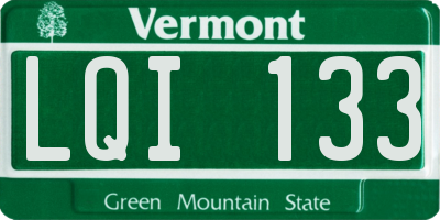 VT license plate LQI133