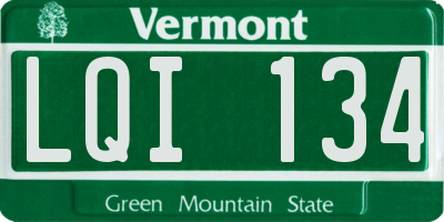 VT license plate LQI134