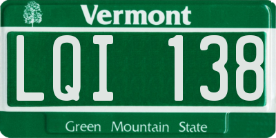 VT license plate LQI138