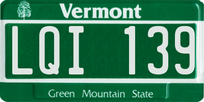 VT license plate LQI139