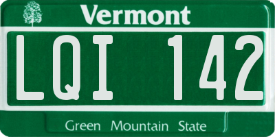 VT license plate LQI142