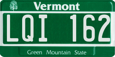 VT license plate LQI162