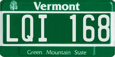 VT license plate LQI168