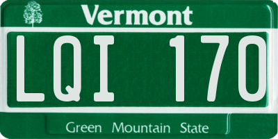 VT license plate LQI170