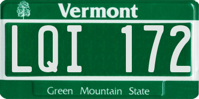 VT license plate LQI172