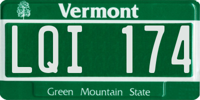 VT license plate LQI174