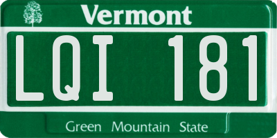 VT license plate LQI181