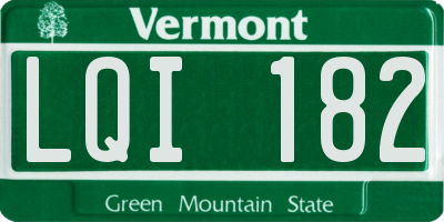 VT license plate LQI182
