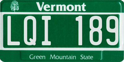 VT license plate LQI189