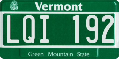 VT license plate LQI192