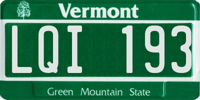 VT license plate LQI193