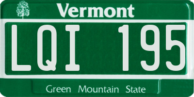 VT license plate LQI195