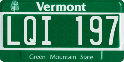 VT license plate LQI197