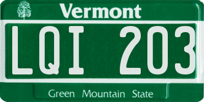 VT license plate LQI203