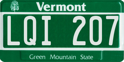 VT license plate LQI207