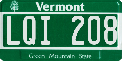 VT license plate LQI208