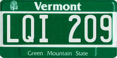 VT license plate LQI209