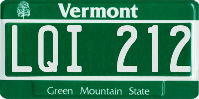 VT license plate LQI212