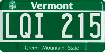VT license plate LQI215