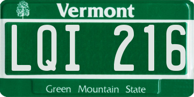 VT license plate LQI216